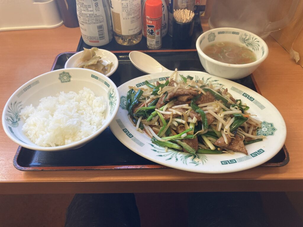 ニラレバ炒め定食（ご飯小盛）